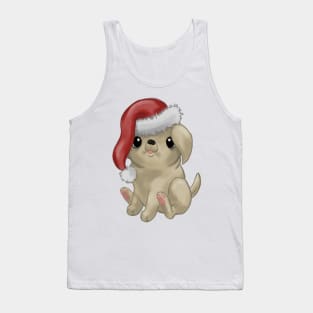 Super Cute Christmas Santa Hat Pug Puppy Tank Top